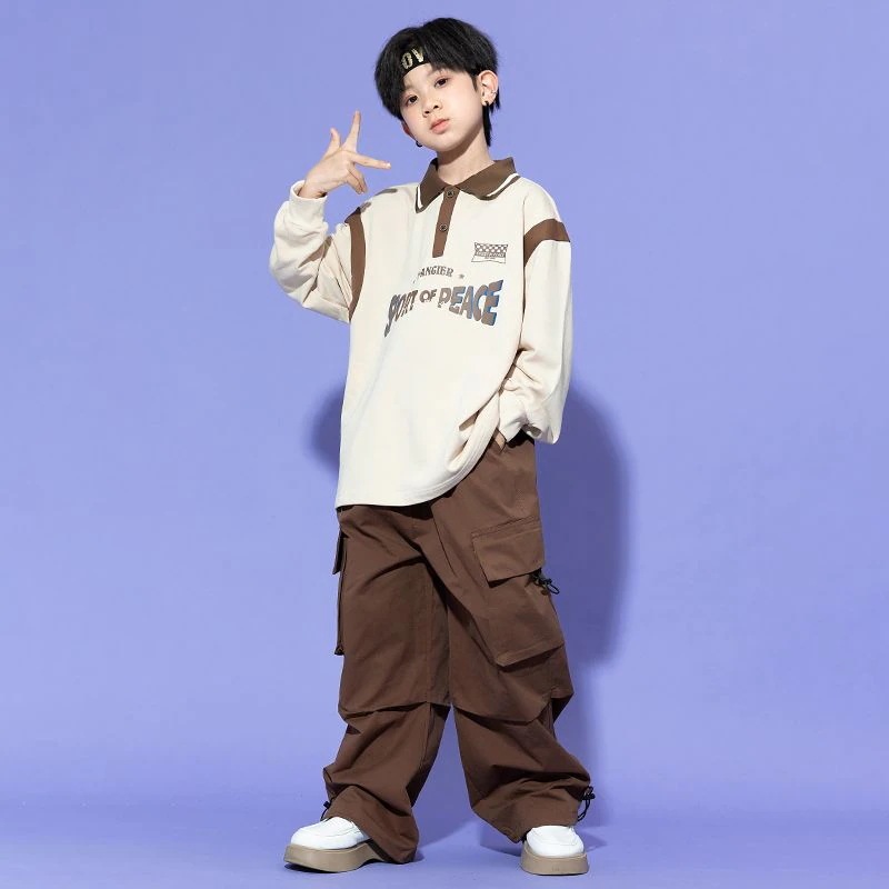 子供の街のダンスのファッション服の男の子のヒップホップの長袖のhiphopの出演服の女の子のジャズのダンスの服の子供のショーのスーツ