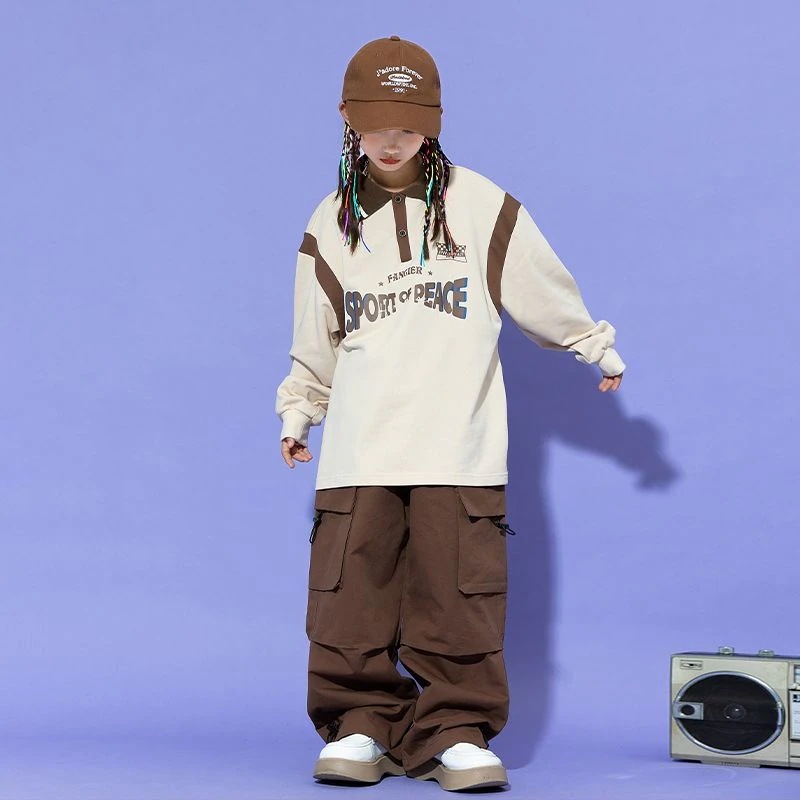 子供の街のダンスのファッション服の男の子のヒップホップの長袖のhiphopの出演服の女の子のジャズのダンスの服の子供のショーのスーツ