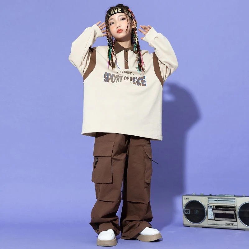 子供の街のダンスのファッション服の男の子のヒップホップの長袖のhiphopの出演服の女の子のジャズのダンスの服の子供のショーのスーツ
