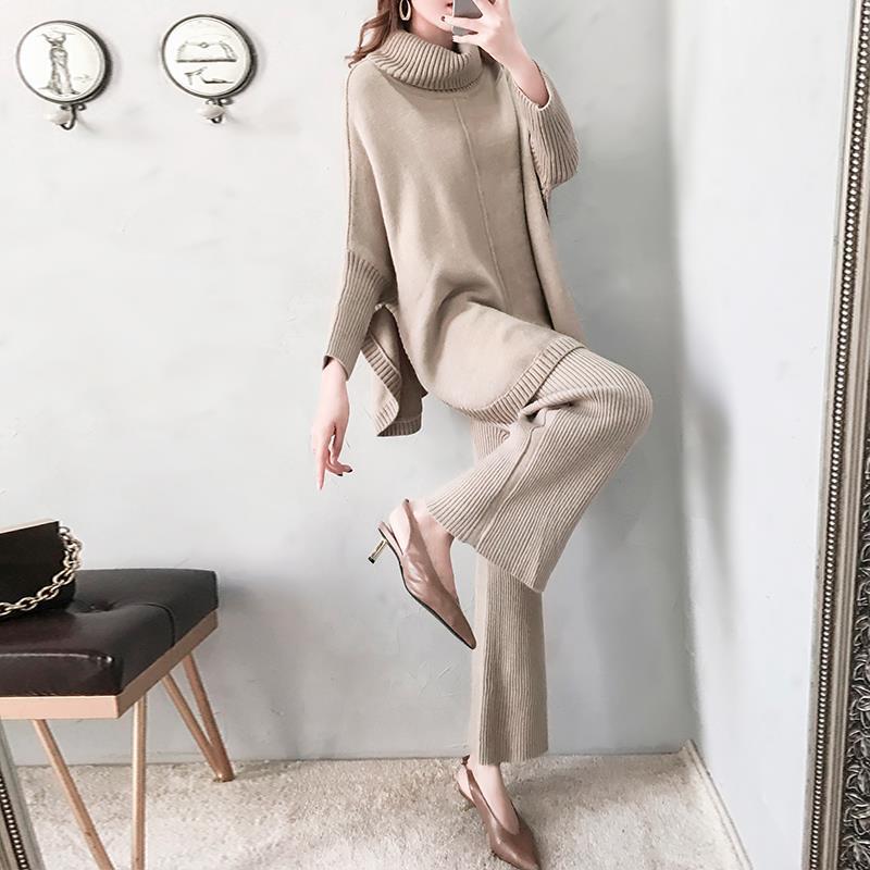 秋 冬 ニット セットアップ アウター 二点セット レディース セットアップ 上下セット セーター ワイドパンツ 通勤 シンプル 福袋