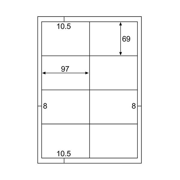 (まとめ) ヒサゴ きれいにはがせるエコノミーラベルA4 8面 97×69mm 四辺余白 ELH025 1冊(100シート) (×5セット)