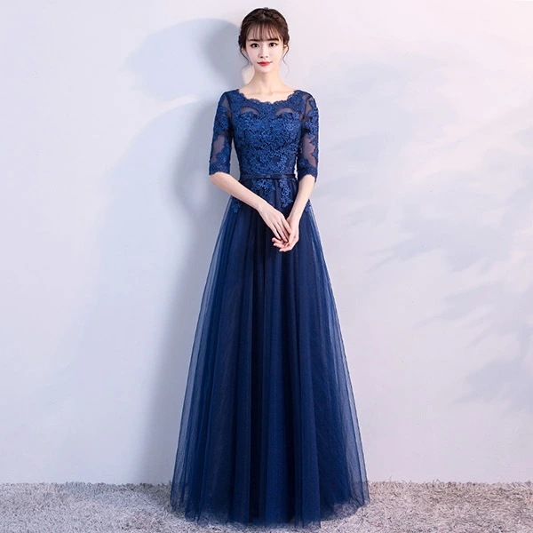 新入荷！ドレス 大人 ピアノ 発表会 演奏会用ドレス ロングドレス 演奏会 イブニングドレス 結婚式 母親 ピアノ発表会 中学生 パーティードレス 発表会ドレス 袖付き 黒 高校生 大きいサイズ コン_6