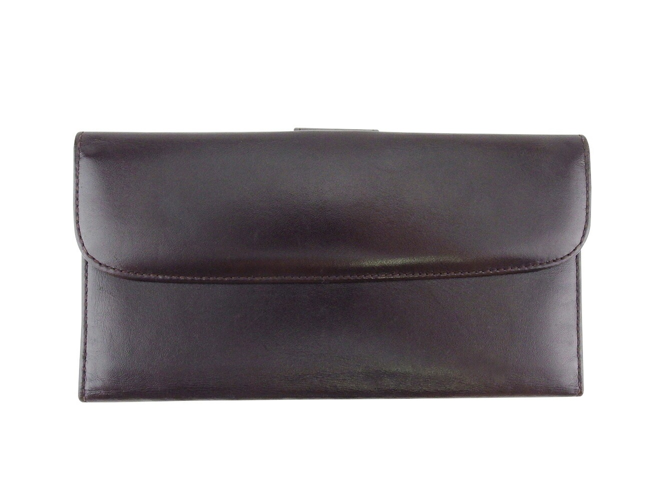 長財布 Wホック 財布 FFプレート レディース メンズ ブラウン シルバー 中古