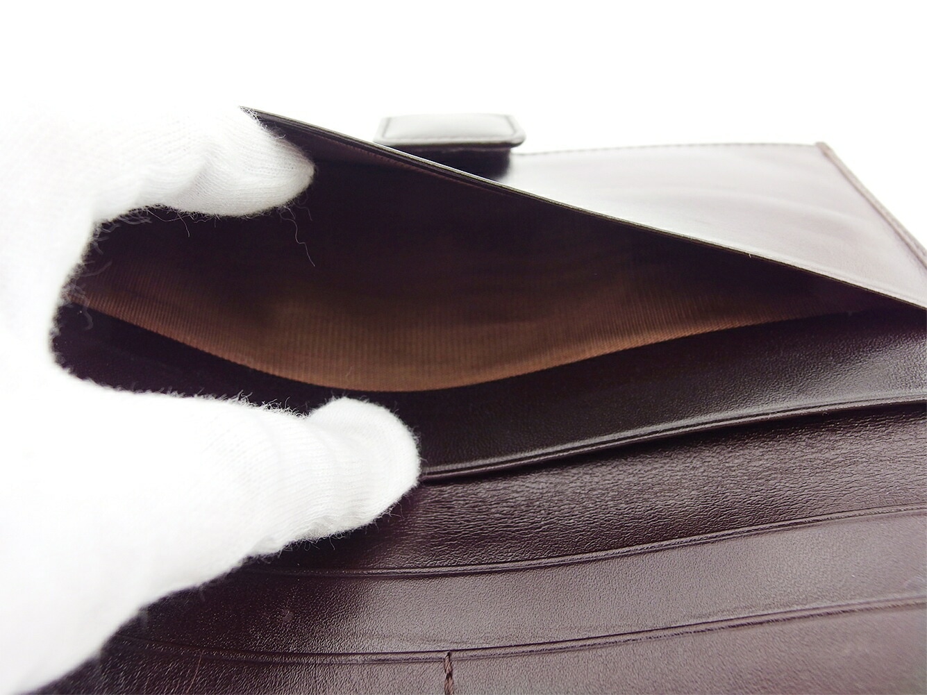 長財布 Wホック 財布 FFプレート レディース メンズ ブラウン シルバー 中古