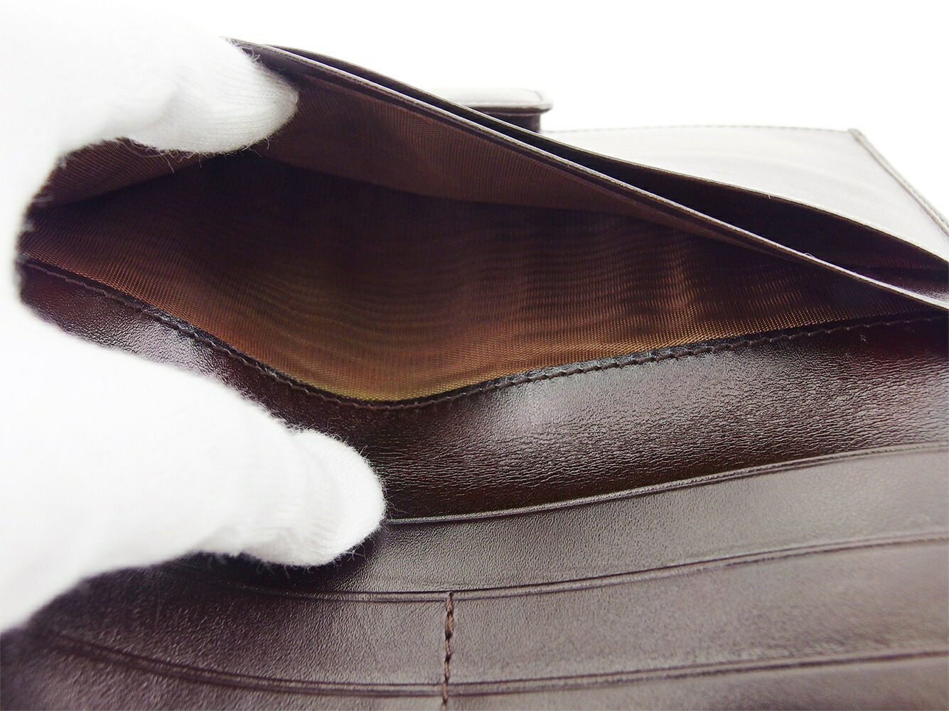 長財布 Wホック 財布 FFプレート レディース メンズ ブラウン シルバー 中古