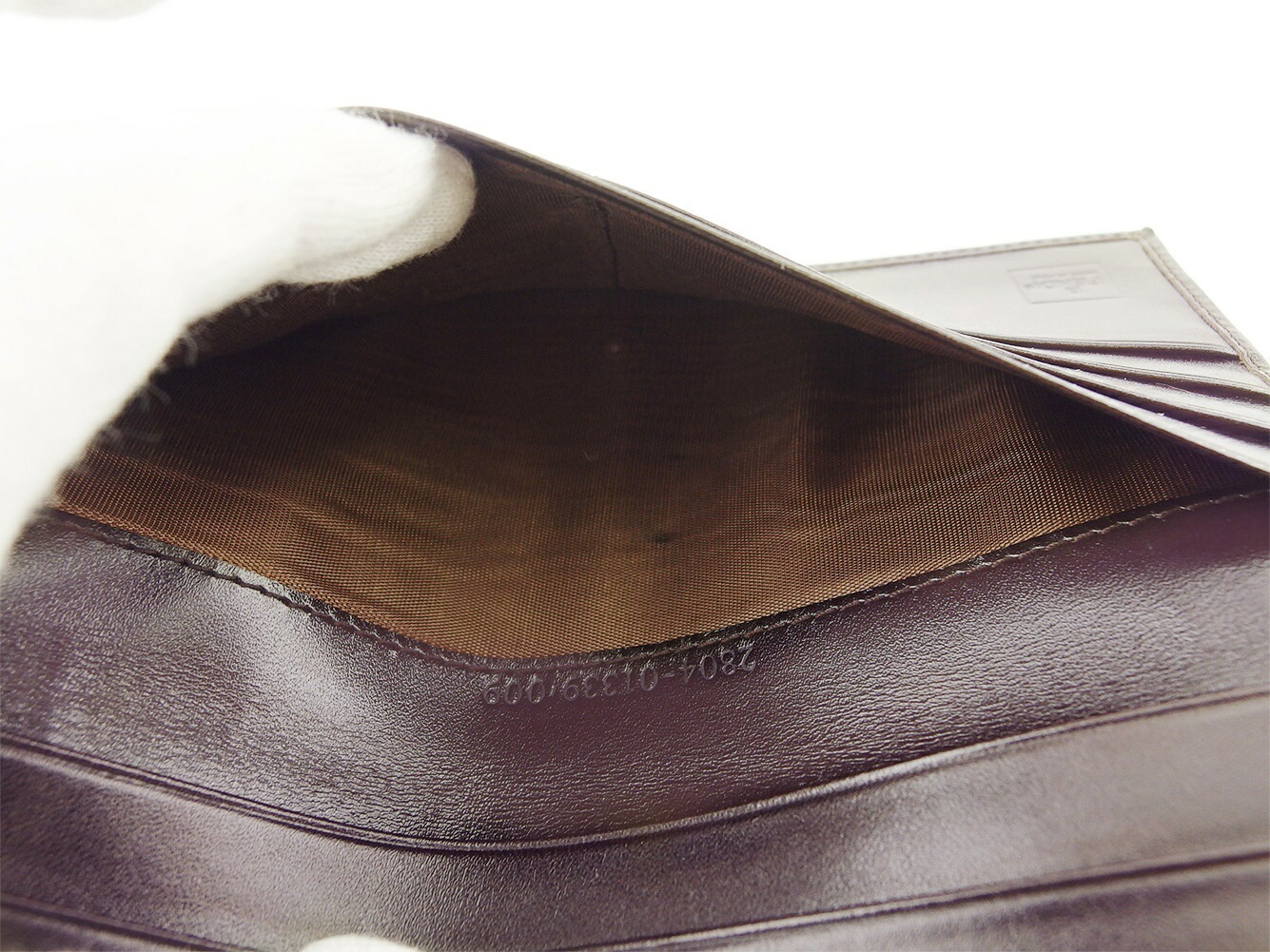 長財布 Wホック 財布 FFプレート レディース メンズ ブラウン シルバー 中古