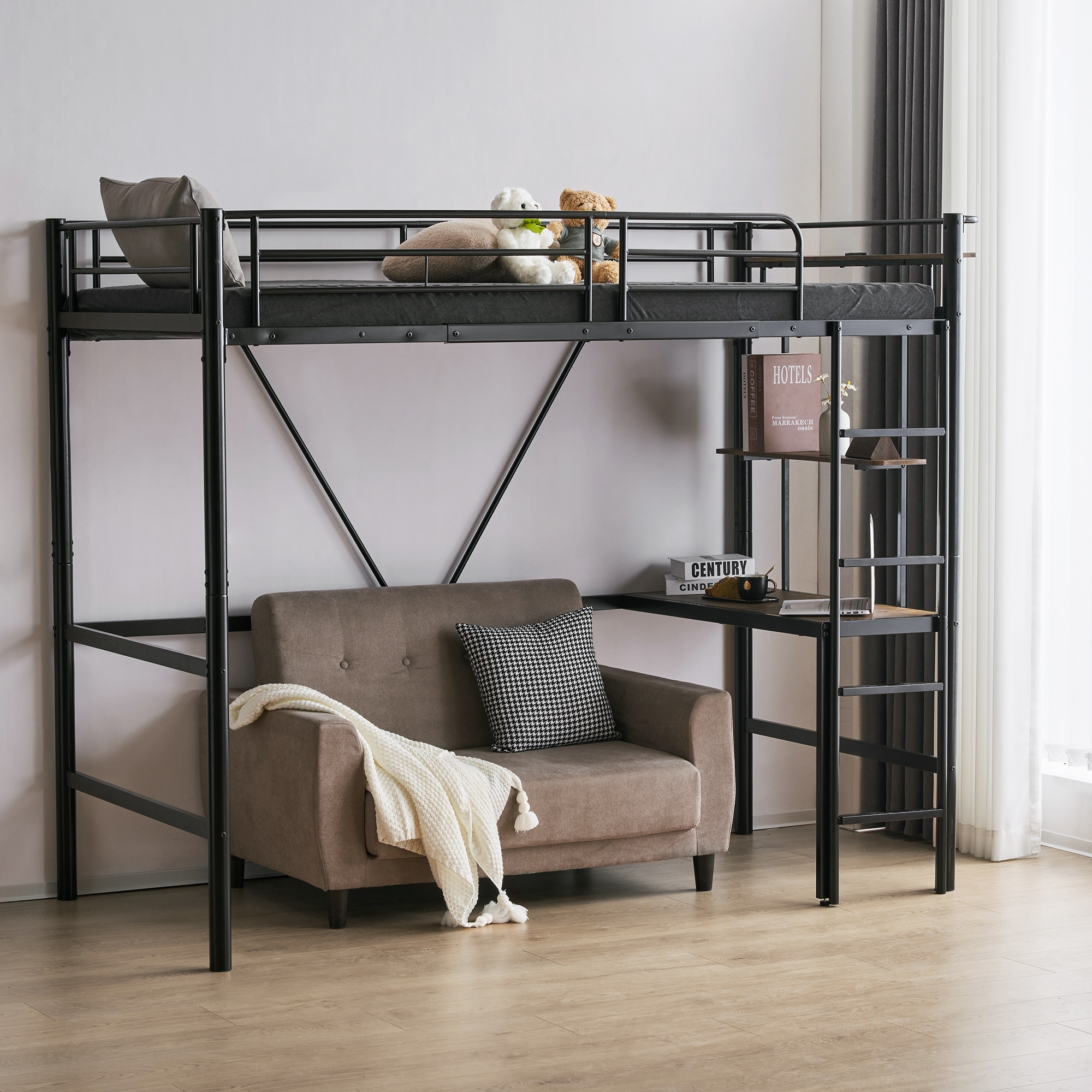 【送.料.無.料!】【国内発送】ロフトベッド パイプベッド シングル ロフトベッド机付き パイプベッド シングル 木 デスク付き コンセント付き 耐荷重150kg 高さ170cm 収納棚 ロフトベッド 【送.料.無.料!】【国内発送】ロフトベッド パイプベッド シングル ロフトベッド机付き パイプベッド シングル 木 デスク付き コンセント付き 耐荷重150kg 高さ170cm 収納棚 ロフトベッド