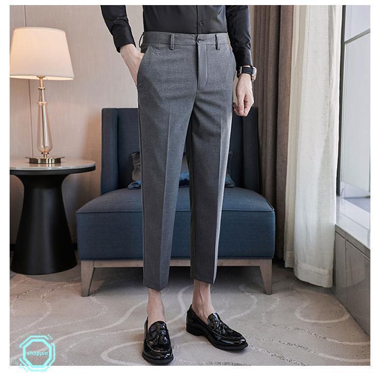 メンズスラックス テーパードパンツ メンズ ストレッチ ロングパンツ 細身 ビジネス カジュアルスーツ シンプル 無地 カジュアル
