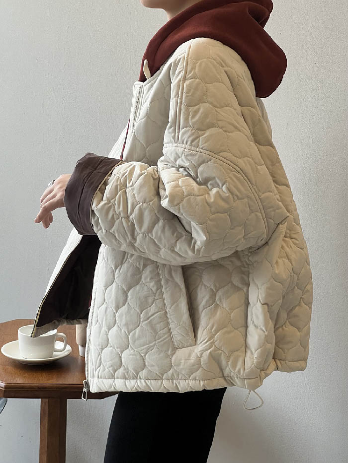 キルティング ジャケット レディース 秋 冬 ノーカラー キルティングジャケット 中綿 軽い 薄手 アウター コート ジャケット ふんわり スッキリ 大きいサイズ 大人 シンプル 着回し 防寒 上品