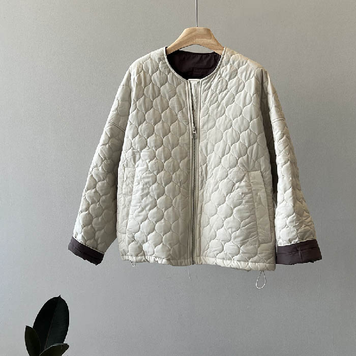 キルティング ジャケット レディース 秋 冬 ノーカラー キルティングジャケット 中綿 軽い 薄手 アウター コート ジャケット ふんわり スッキリ 大きいサイズ 大人 シンプル 着回し 防寒 上品