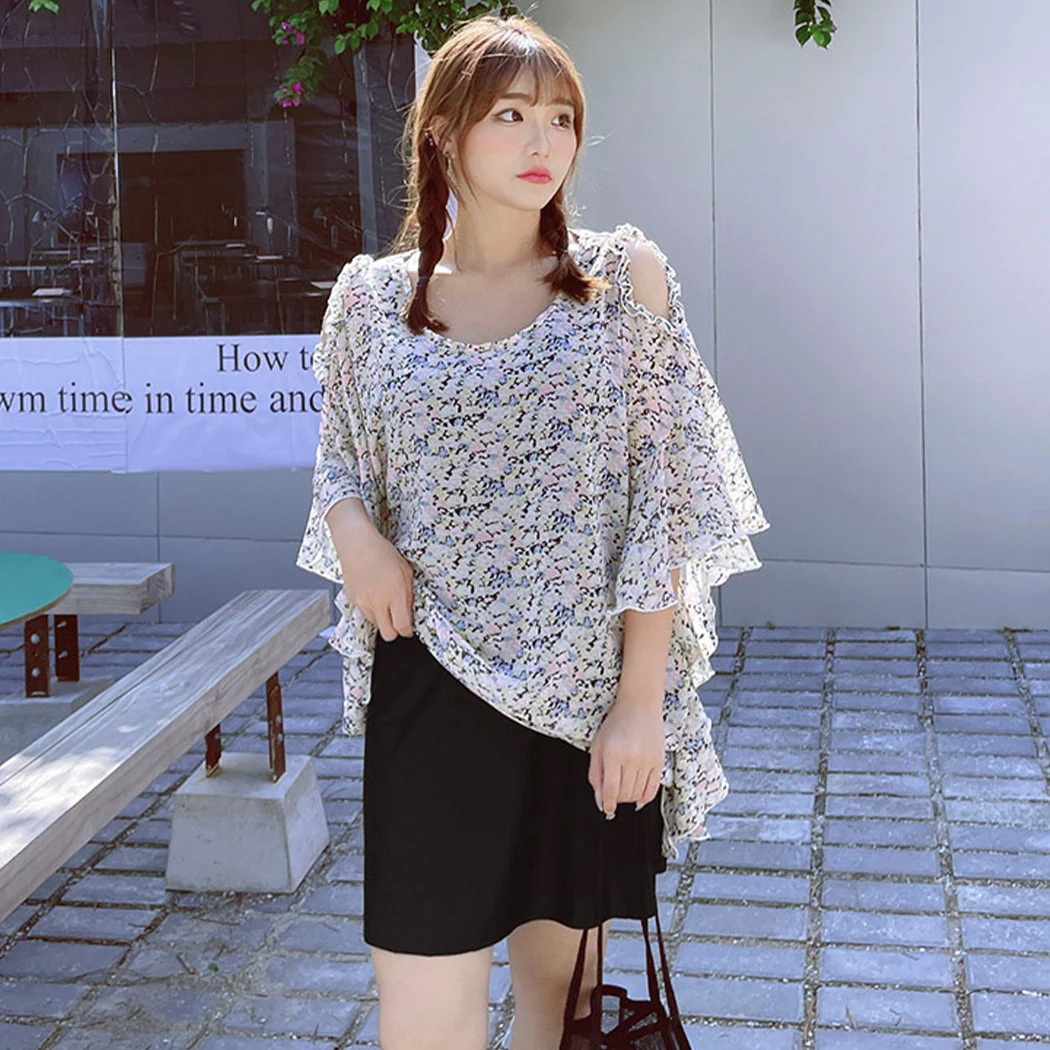 水着 レディース ワンピース バッククロス ストラップ オープンショルダー ５分袖 黒 ショートパンツ 3点セット 大きいサイズ 体型カバー水着 ぽっちゃり 可愛い 花柄 ワイヤー 一体型パッド