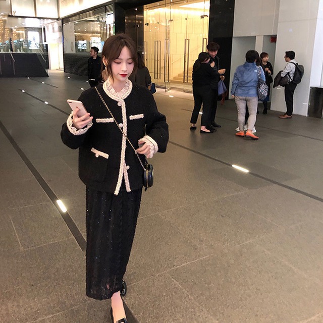 ツイードジャケット ノーカラージャケット レディース ジャケット アウター ミディアム丈 ラメ フリル パーティー エレガント カジュアル きれいめ 通勤 オフィス ママコーデ a4497