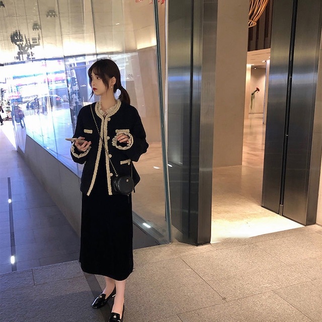 ツイードジャケット ノーカラージャケット レディース ジャケット アウター ミディアム丈 ラメ フリル パーティー エレガント カジュアル きれいめ 通勤 オフィス ママコーデ a4497