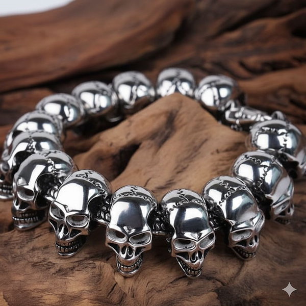 Qoo10] ステンレス スカル ブレスレット ドクロ