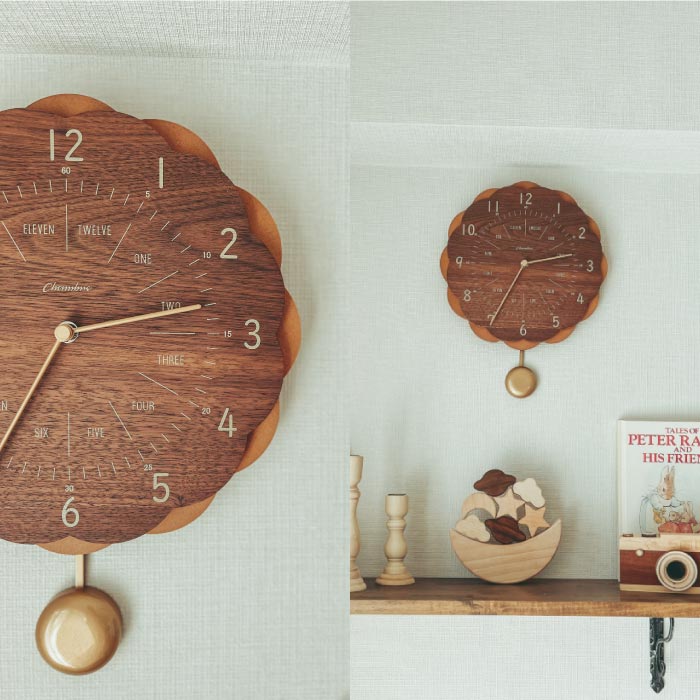 掛け時計 おしゃれ 振り子時計 木製 2WAY アナログ SUN CLOCK シャンブル CHAMBRE 知育時計 英語 目盛 花型 突板 オーク ウォルナット ナチュラル 掛時計 ウォールクロック 掛け時計 おしゃれ 振り子時計 木製 2WAY アナログ SUN CLOCK シャンブル CHAMBRE 知育時計 英語 目盛 花型 突板 オーク ウォルナット ナチュラル 掛時計 ウォールクロック