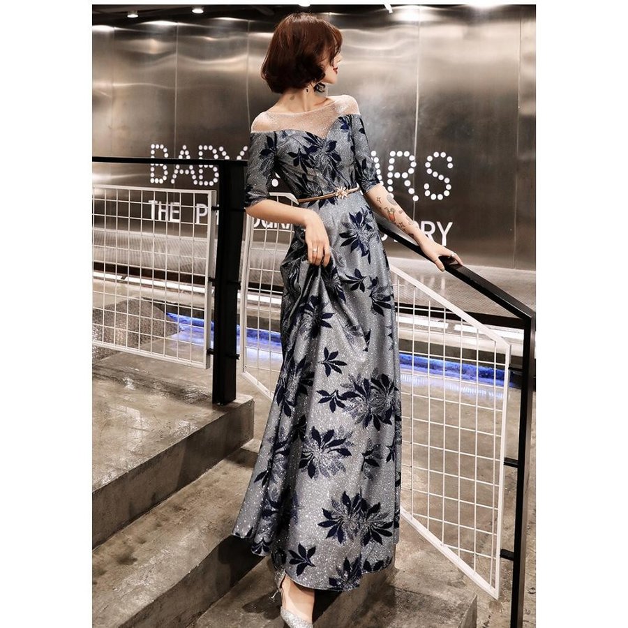 ウエディングドレス ロング丈ドレス 花柄 上品 袖あり パーディードレス 結婚式 披露宴 二次会 謝 ウエディングドレス ロング丈ドレス 花柄 上品 袖あり パーディードレス 結婚式 披露宴 二次会 謝