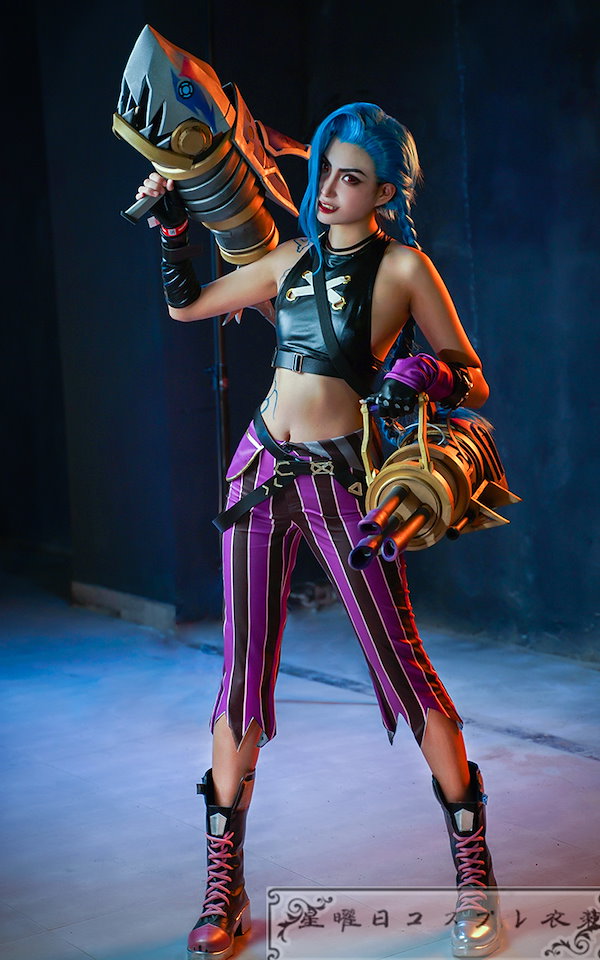 在庫品 アーケイン ジンクス リーグオブレジェンド LoL Jinx 暴走パンクガール コスチューム コスプレ衣装 変装 仮装