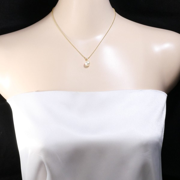 K18 18金 YG ネックレス パール(真珠) ダイヤ 0.11 ジュエリー 中古 K18 18金 YG ネックレス パール(真珠) ダイヤ 0.11 ジュエリー 中古