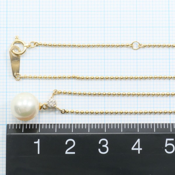 K18 18金 YG ネックレス パール(真珠) ダイヤ 0.11 ジュエリー 中古 K18 18金 YG ネックレス パール(真珠) ダイヤ 0.11 ジュエリー 中古