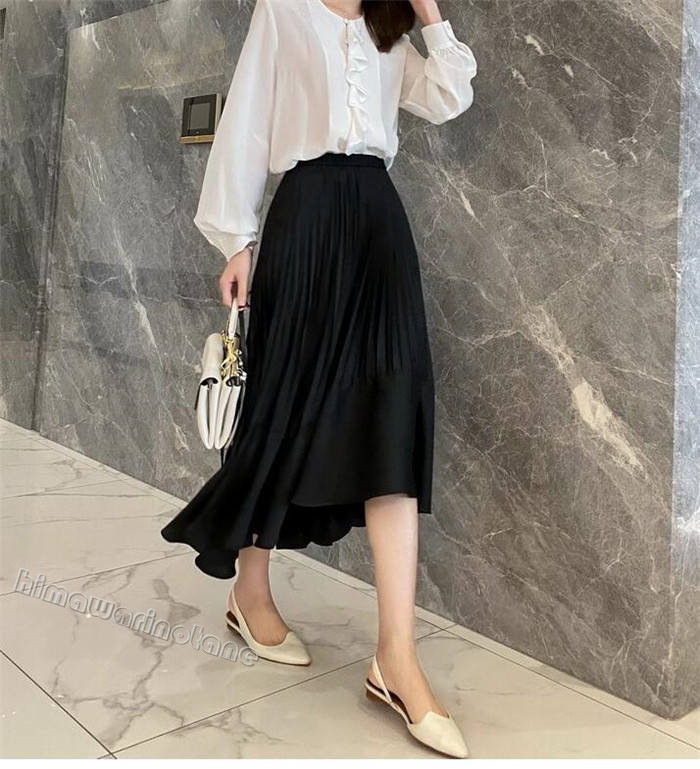 【夏セール!】アシンメトリー スカート Aライン プリーツ ウエストゴム 大きいサイズ ロングスカート 体型カバー 大人可愛い シンプル ナチュラル ナチュラン 春 夏 レディース 垂れ感 ブラック 【夏セール!】アシンメトリー スカート Aライン プリーツ ウエストゴム 大きいサイズ ロングスカート 体型カバー 大人可愛い シンプル ナチュラル ナチュラン 春 夏 レディース 垂れ感 ブラック