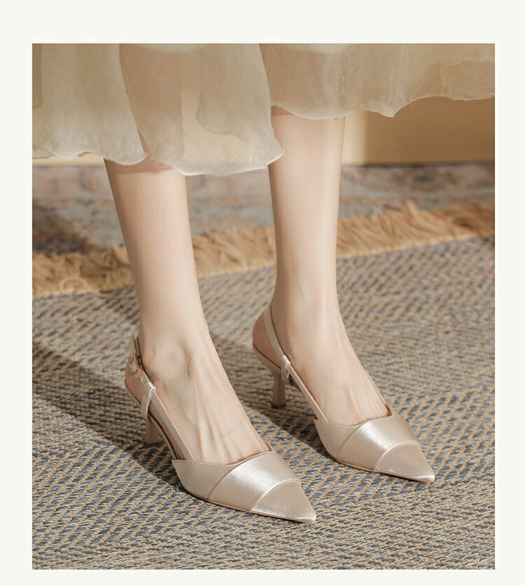 レディース サンダル パンプス バックストラップパンプス ハイヒールミュール シルク調 ポインテッドトゥバックストラップ 美脚 セパレートパンプス 6cm ピンヒール 細ヒール カジュアル オフィ レディース サンダル パンプス バックストラップパンプス ハイヒールミュール シルク調 ポインテッドトゥバックストラップ 美脚 セパレートパンプス 6cm ピンヒール 細ヒール カジュアル オフィ