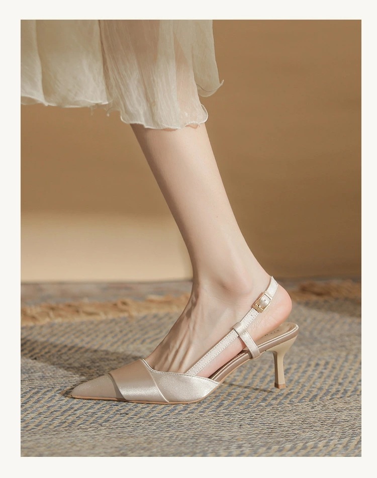 レディース サンダル パンプス バックストラップパンプス ハイヒールミュール シルク調 ポインテッドトゥバックストラップ 美脚 セパレートパンプス 6cm ピンヒール 細ヒール カジュアル オフィ レディース サンダル パンプス バックストラップパンプス ハイヒールミュール シルク調 ポインテッドトゥバックストラップ 美脚 セパレートパンプス 6cm ピンヒール 細ヒール カジュアル オフィ