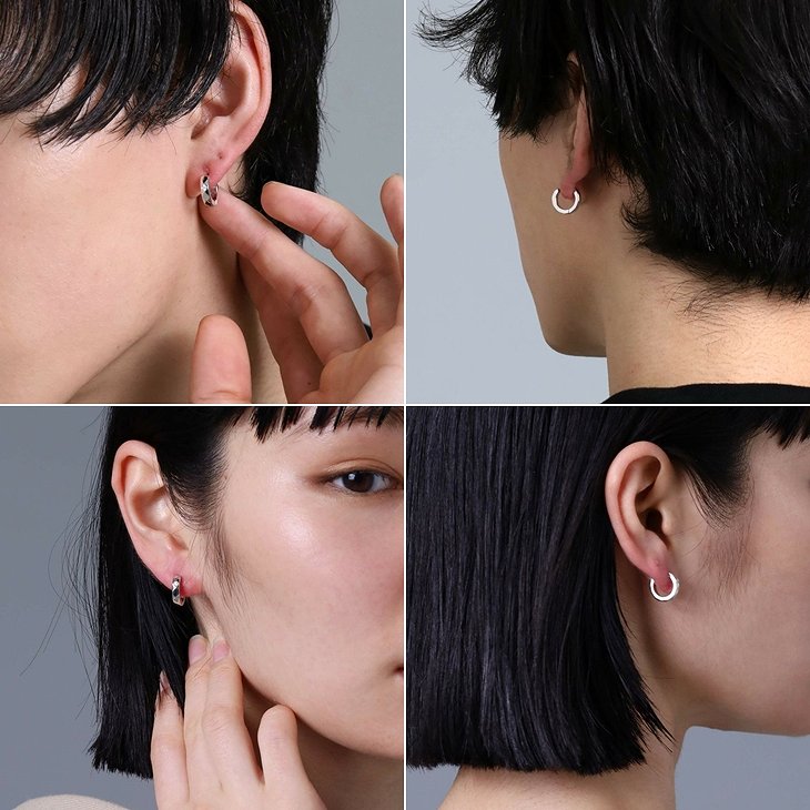 ピアス メンズ レディース カッティング フープ ピアス ダイヤモンド SV925 LH for Gift LH-1EA204 メンズピアス 片耳用 1点売り 【ネコポス】