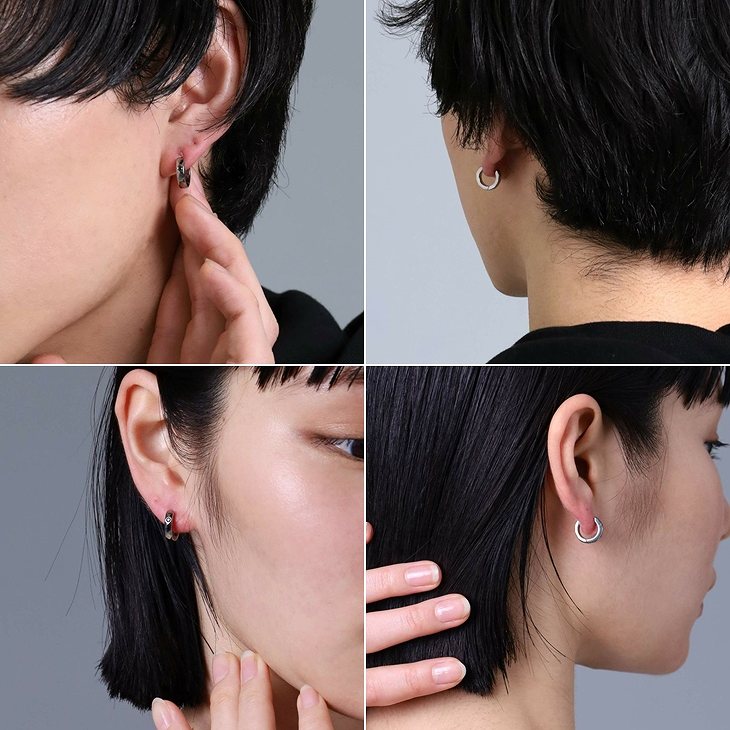 ピアス メンズ レディース カッティング フープ ピアス ダイヤモンド SV925 LH for Gift LH-1EA204 メンズピアス 片耳用 1点売り 【ネコポス】
