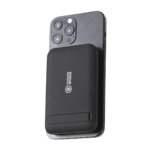 HAMAKEN WORKS(ハマケンワークス)モバイルバッテリー10000mAh スタンド付き15W Magsafe対応 小型 軽量 持ち運び便利 PD対応 Qi充電可能 急速充電 PSE認証済 i
