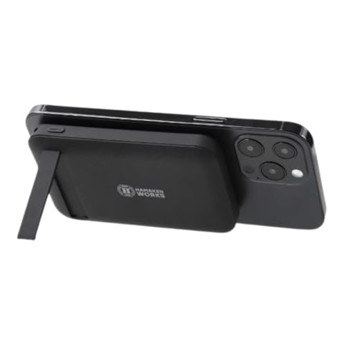 HAMAKEN WORKS(ハマケンワークス)モバイルバッテリー10000mAh スタンド付き15W Magsafe対応 小型 軽量 持ち運び便利 PD対応 Qi充電可能 急速充電 PSE認証済 i