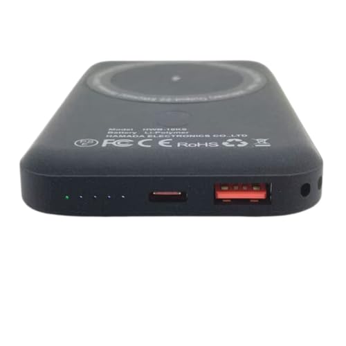 HAMAKEN WORKS(ハマケンワークス)モバイルバッテリー10000mAh スタンド付き15W Magsafe対応 小型 軽量 持ち運び便利 PD対応 Qi充電可能 急速充電 PSE認証済 i