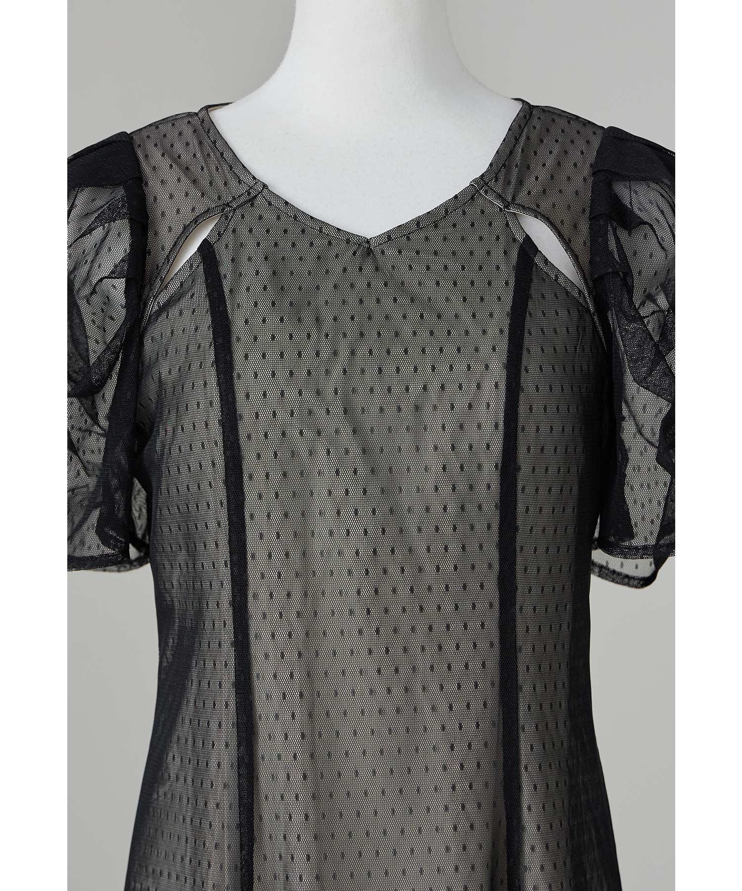 niana カットアウトドットチュールドレス カットアウトドットチュールドレス カップ入り 胸パッド 結婚式