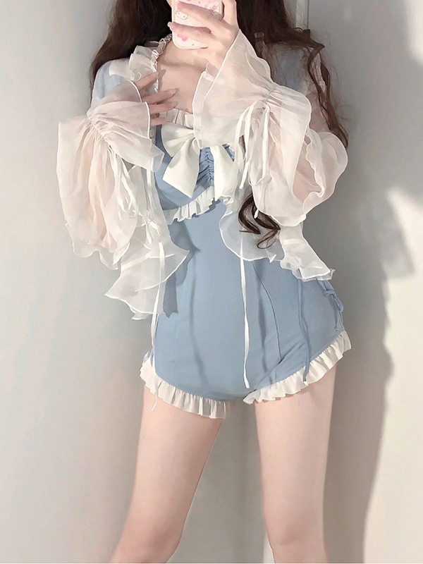 フリル ワンピース水着 体型カバー ブルー ブラック パッド付 無地 S M L XL かわいい レディース水着 パレオ追加可 フリル ワンピース水着 体型カバー ブルー ブラック パッド付 無地 S M L XL かわいい レディース水着 パレオ追加可