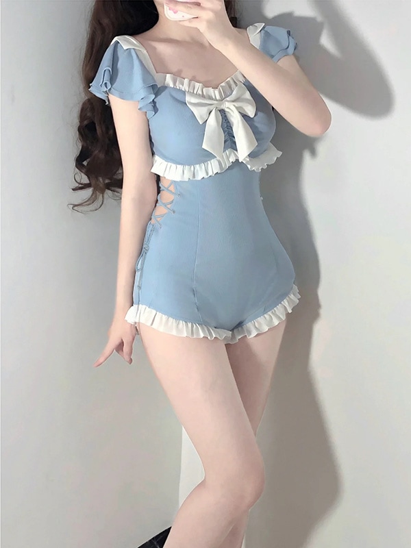 フリル ワンピース水着 体型カバー ブルー ブラック パッド付 無地 S M L XL かわいい レディース水着 パレオ追加可 フリル ワンピース水着 体型カバー ブルー ブラック パッド付 無地 S M L XL かわいい レディース水着 パレオ追加可