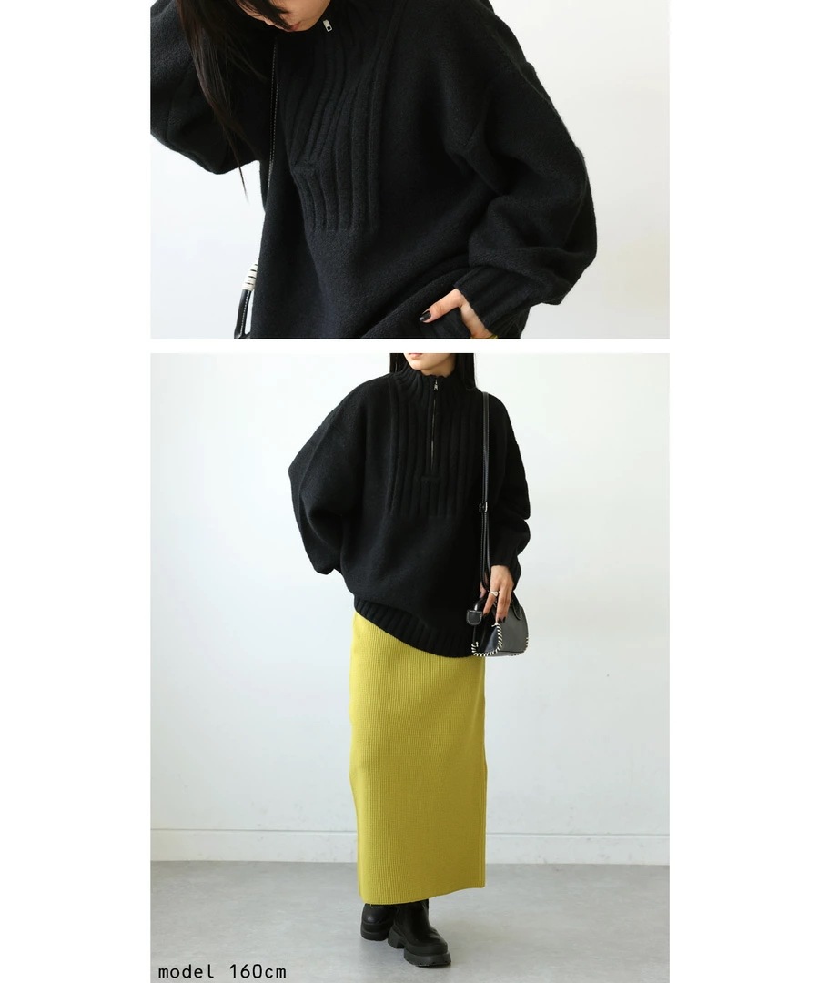 ハーフジップニット ニット レディース トップス 長袖 ・9月19日10時再販メール便不可 ハーフジップニット ニット レディース トップス 長袖 ・9月19日10時再販メール便不可