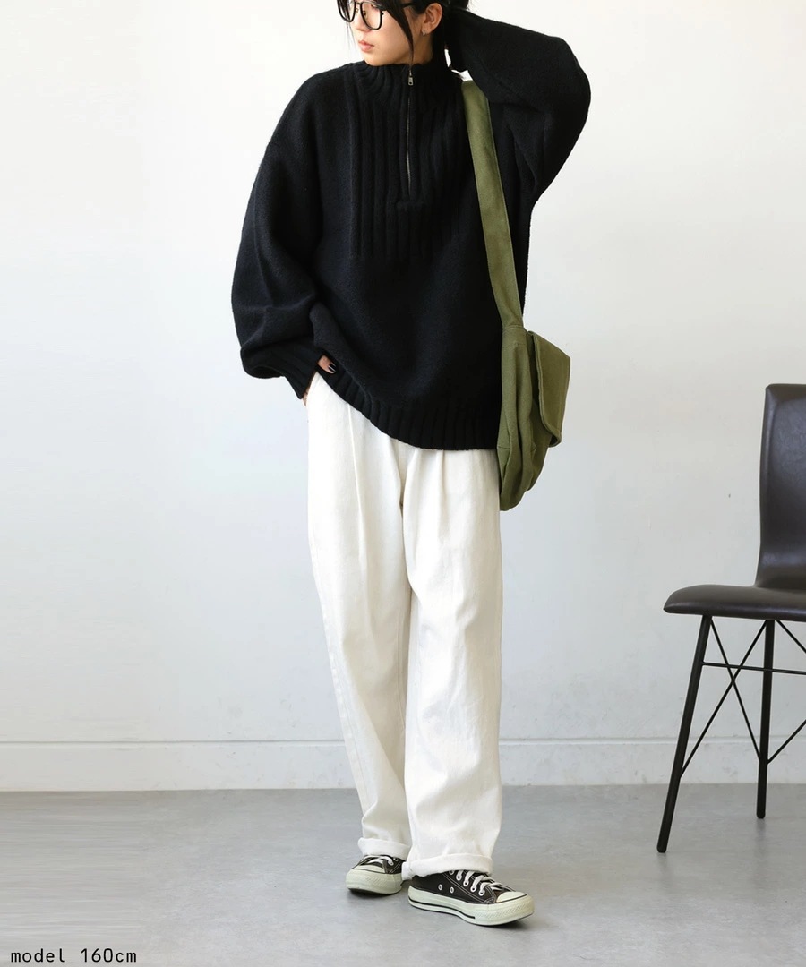 ハーフジップニット ニット レディース トップス 長袖 ・9月19日10時再販メール便不可 ハーフジップニット ニット レディース トップス 長袖 ・9月19日10時再販メール便不可