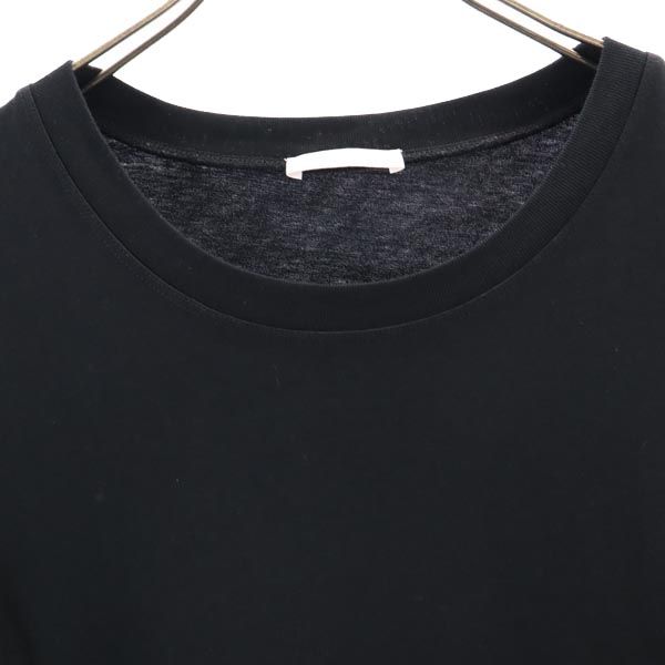 半袖 ドッキング ワンピース S 黒 裾スカラップ レディース