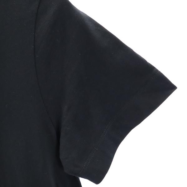 半袖 ドッキング ワンピース S 黒 裾スカラップ レディース