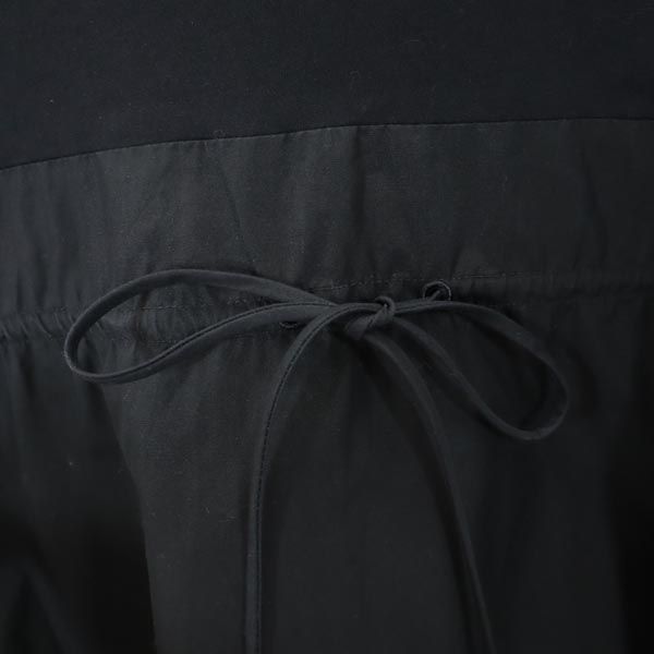 半袖 ドッキング ワンピース S 黒 裾スカラップ レディース