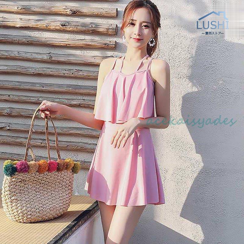 の 高中生 中学生レディース水着ワンピース体型カバーフレア温泉海プール　スイミング　ビーチ　海水浴　夏休み　旅行　可愛 10代 20代 ママ 夏 韓国