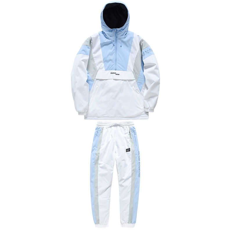 スノーボード ウェア 上下セット レディース メンズ 2022 2023 スキーウェア パーカー ロングパンツ 韓国風 スノボウェア 半ジップアップパーカー プルオーバー 防水防寒防雪保温防風通気