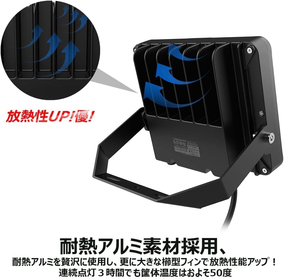 グッド・グッズ 60W LED 投光器 昼白色 100V対応 IP66 防水 ledライト ワークライト 高輝度 省エネ 120広角照明 フラッドライト 看板灯 駐車場 ガレージ 倉庫 BBQ 屋外 グッド・グッズ 60W LED 投光器 昼白色 100V対応 IP66 防水 ledライト ワークライト 高輝度 省エネ 120広角照明 フラッドライト 看板灯 駐車場 ガレージ 倉庫 BBQ 屋外