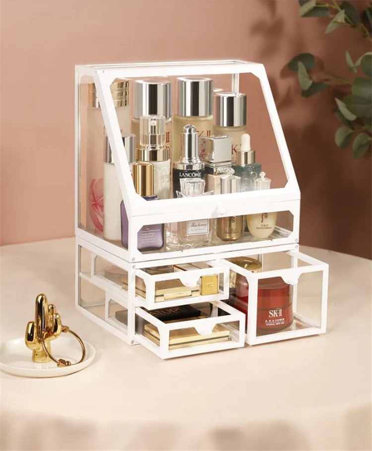 クオリティ保障大ヒット韓国ファッション 組織 棚 タイドファッション 家庭用 防塵 化粧品 収納ボックス 大容量 クリア デスクトップ リップスティック スキンケア ドレッシングテー