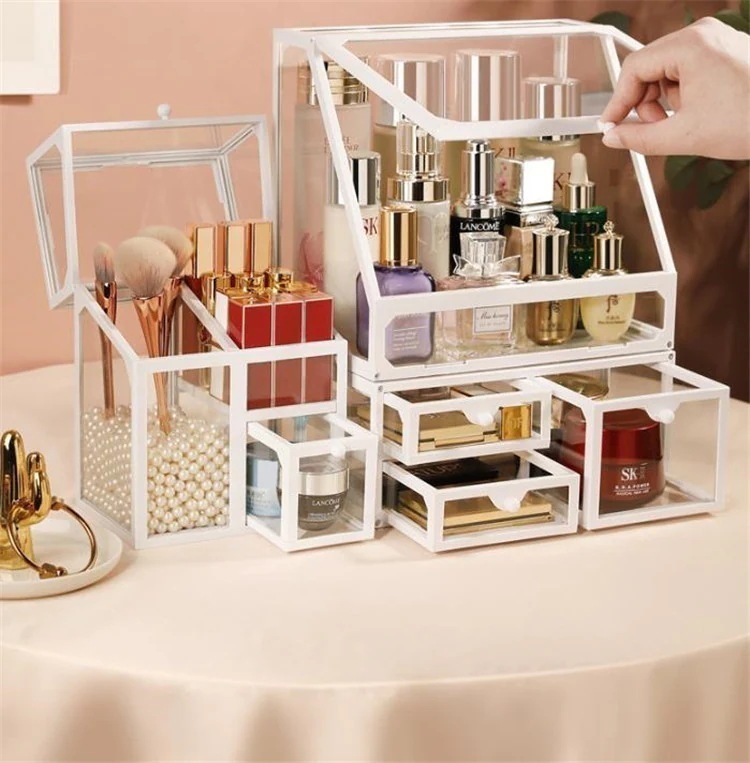 クオリティ保障大ヒット韓国ファッション 組織 棚 タイドファッション 家庭用 防塵 化粧品 収納ボックス 大容量 クリア デスクトップ リップスティック スキンケア ドレッシングテー