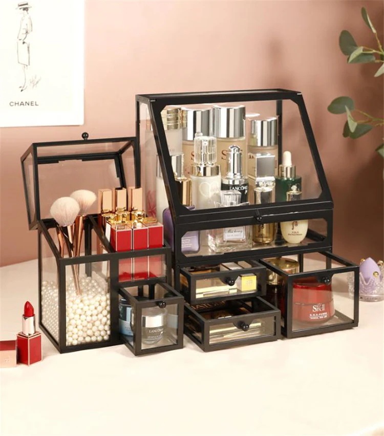 クオリティ保障大ヒット韓国ファッション 組織 棚 タイドファッション 家庭用 防塵 化粧品 収納ボックス 大容量 クリア デスクトップ リップスティック スキンケア ドレッシングテー