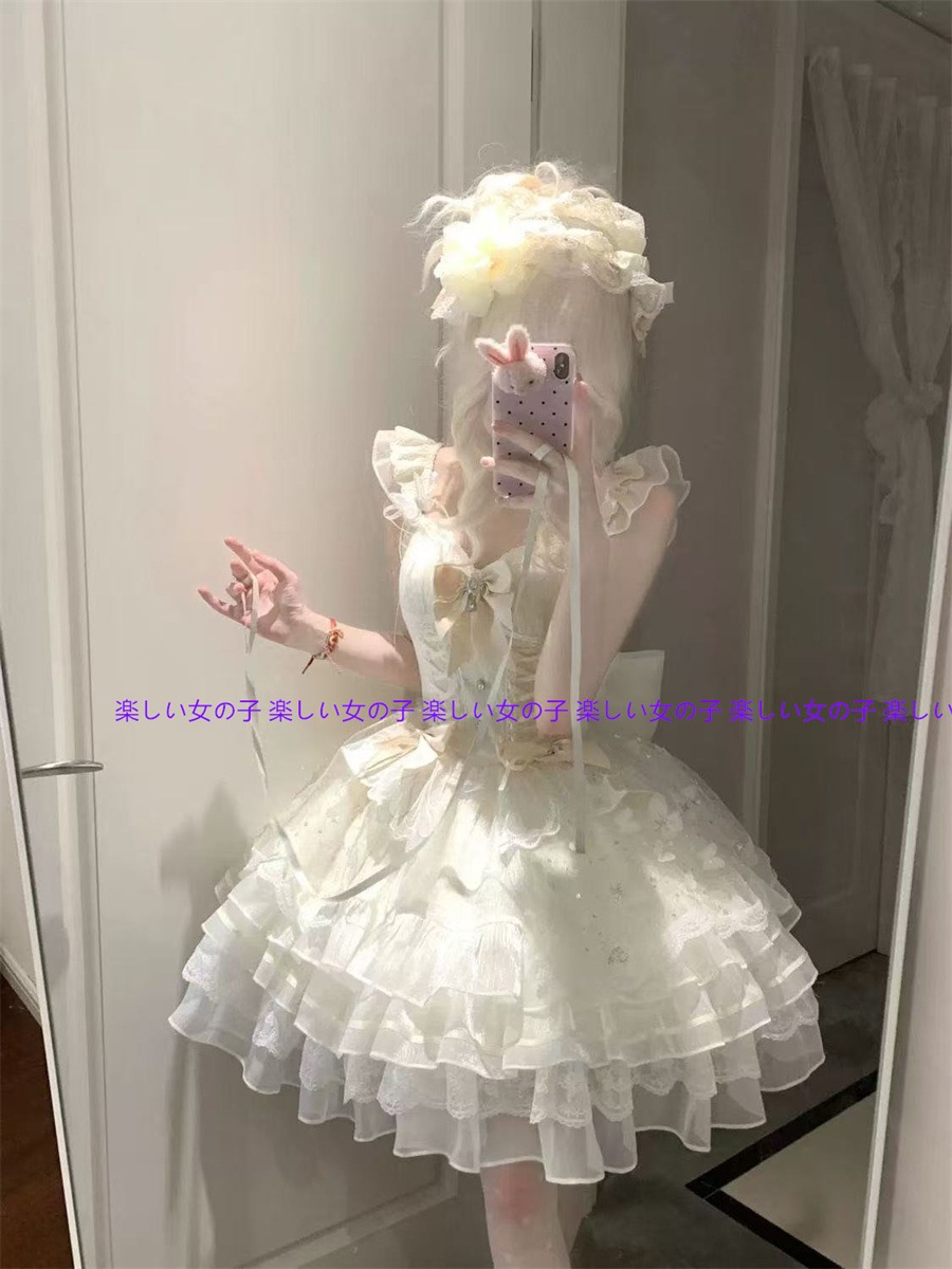 Q10人気新品!のかわいいロリータワンピース二次元コスプレドレスかわいいロリーワンピース+リボンのモップスーツ学園祭文化祭 Q10人気新品!のかわいいロリータワンピース二次元コスプレドレスかわいいロリーワンピース+リボンのモップスーツ学園祭文化祭