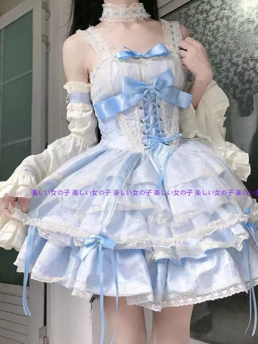 Q10人気新品!のかわいいロリータワンピース二次元コスプレドレスかわいいロリーワンピース+リボンのモップスーツ学園祭文化祭 Q10人気新品!のかわいいロリータワンピース二次元コスプレドレスかわいいロリーワンピース+リボンのモップスーツ学園祭文化祭