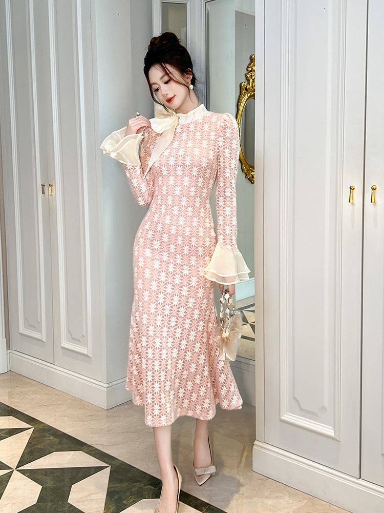 【JY.上品】 2025秋冬新品 優しい マーメイド リボン ドレス パーティー キャバ 大人 同窓会 披露宴 卒業式 結婚式 演奏会 ウェディング 二次会 メガ割