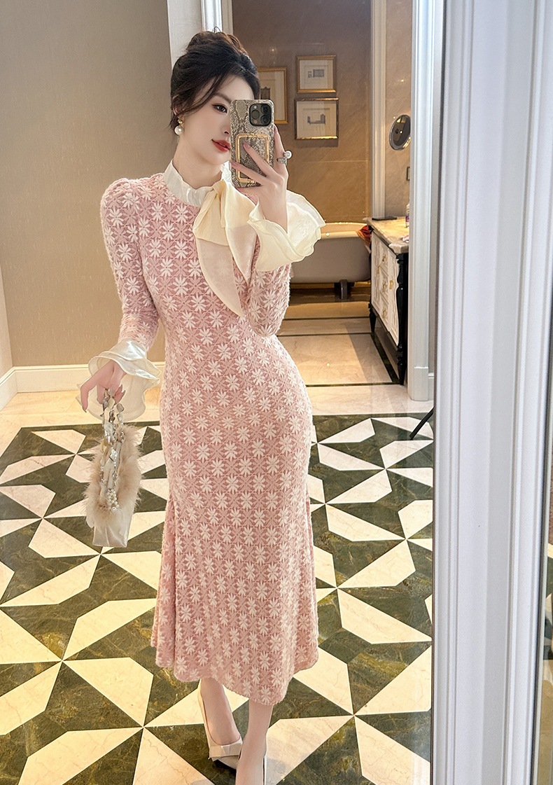 【JY.上品】 2025秋冬新品 優しい マーメイド リボン ドレス パーティー キャバ 大人 同窓会 披露宴 卒業式 結婚式 演奏会 ウェディング 二次会 メガ割