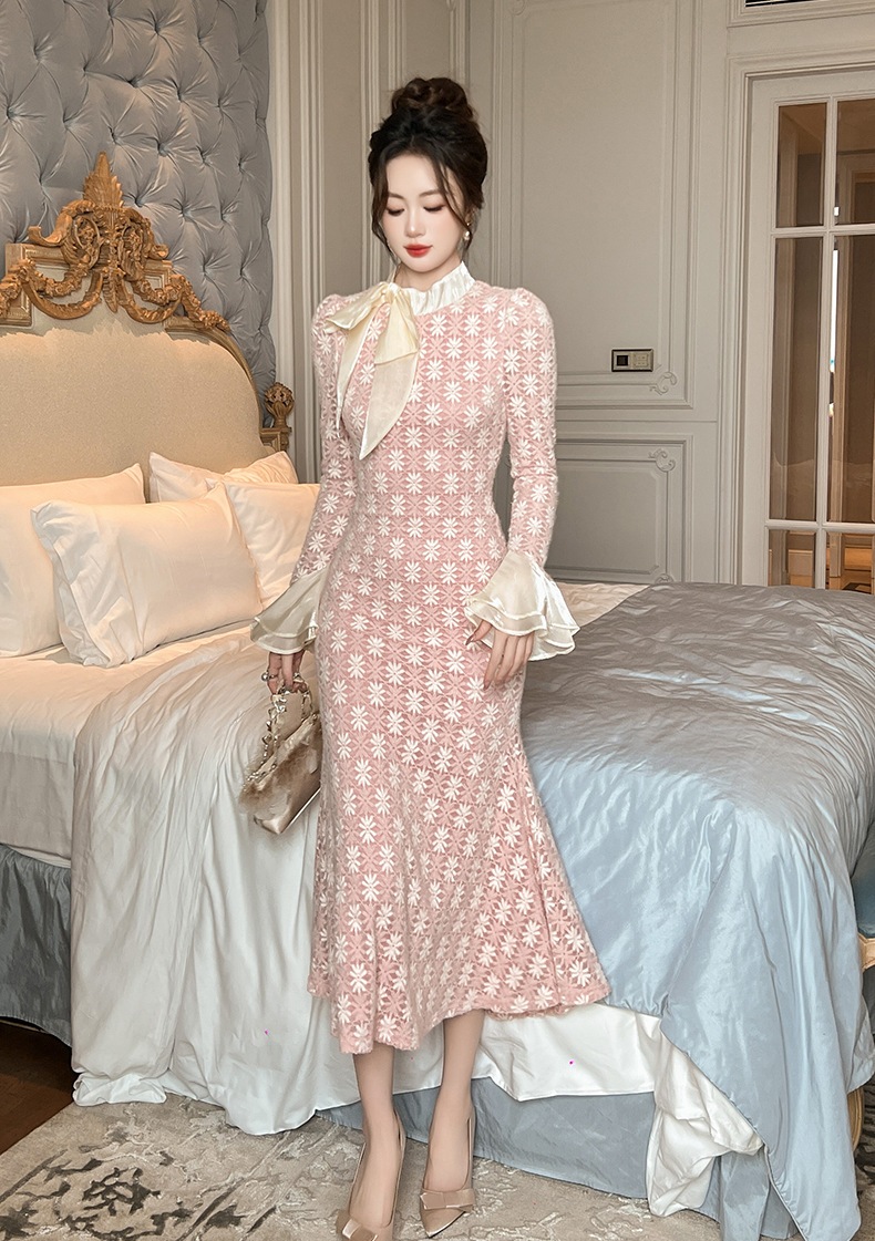 【JY.上品】 2025秋冬新品 優しい マーメイド リボン ドレス パーティー キャバ 大人 同窓会 披露宴 卒業式 結婚式 演奏会 ウェディング 二次会 メガ割